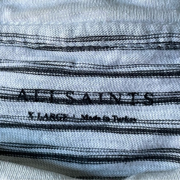 All Saints Gray White Striped Crewneck Short Sleeve T-Shirt - 29953 - Picture 11 of 14